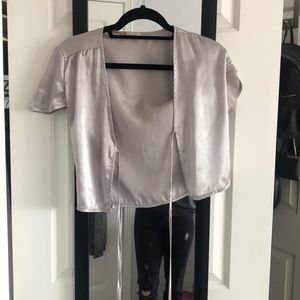 Silver tie up tshirt